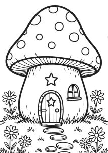 Tô màu Ngôi Nhà Nấm Nhỏ Xinh Xắn cho bé tập tô