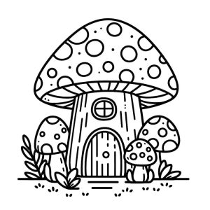Tô màu Ngôi Nhà Nấm Rất Cute dễ thương cho bé