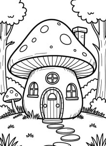 Tô màu Ngôi Nhà Nấm Trong Rừng cho bé tập tô