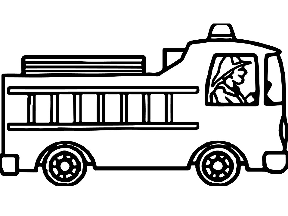 Tô màu người lính lái xe cứu hỏa cho bé tập tô