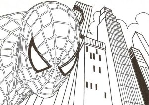 Tô màu người nhện và những tòa nhà giúp bé rèn luyện khả năng tô màu