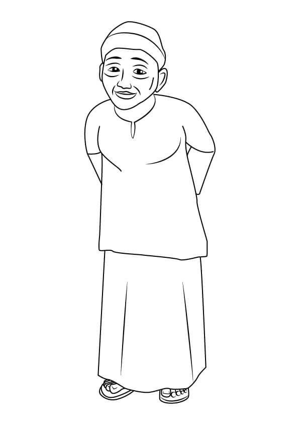 Tô màu Nhân Vật Bà Opah Trong Upin và Ipin 1 Tô màu Nhân Vật Bà Opah Trong Upin và Ipin dễ thương cho bé