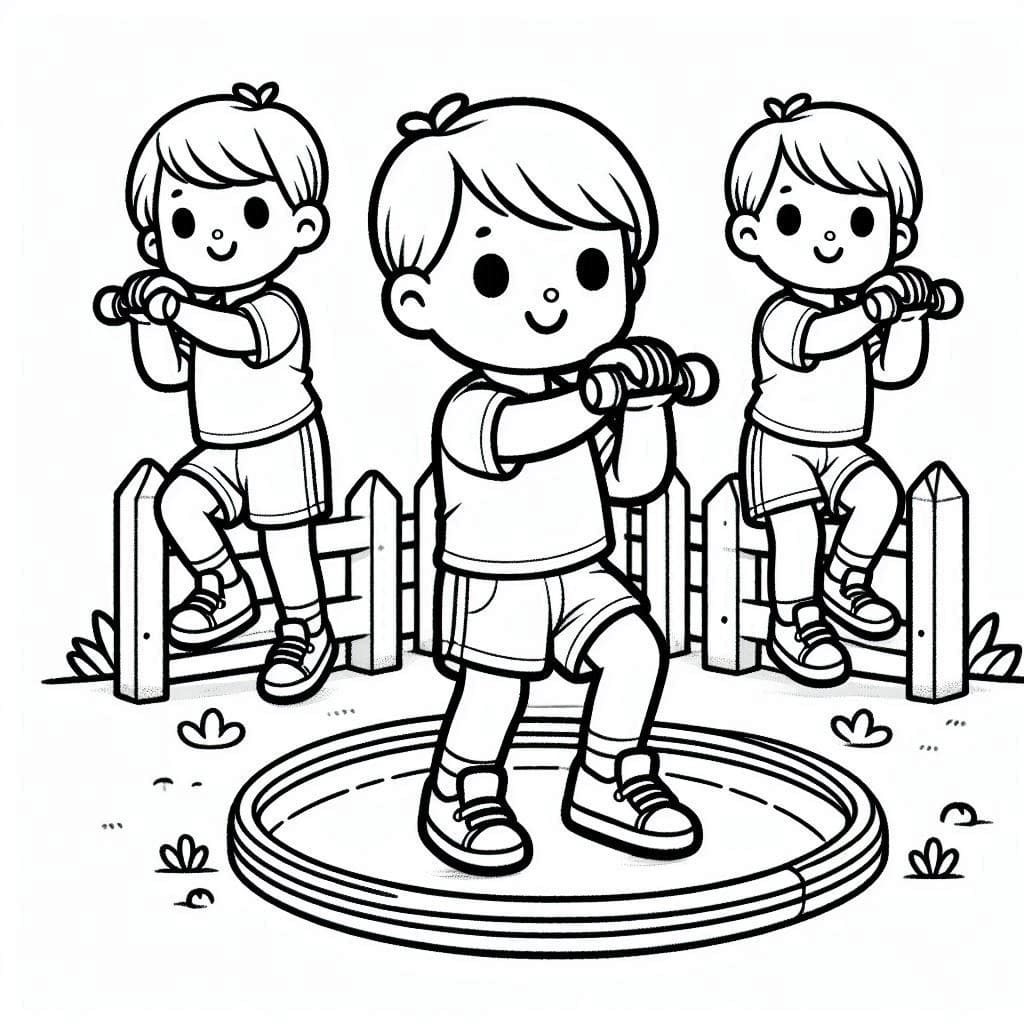 Tô màu Những Cậu Bé Tập Thể Dục 1 Tô màu Những Cậu Bé Tập Thể Dục dễ thương cho bé