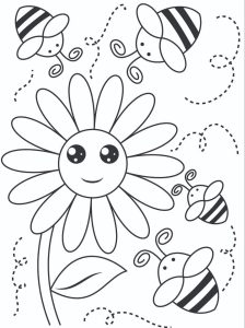 Tô màu Những Con Ong và Bông Hoa Đáng Yêu cho bé tập tô