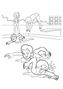 Tô màu Những Đứa Trẻ Bơi Lội dễ thương cho bé