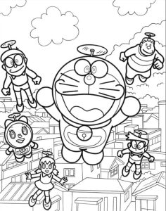 Tô màu Nobita Và Những Người Bạn giúp bé rèn luyện khả năng tô màu