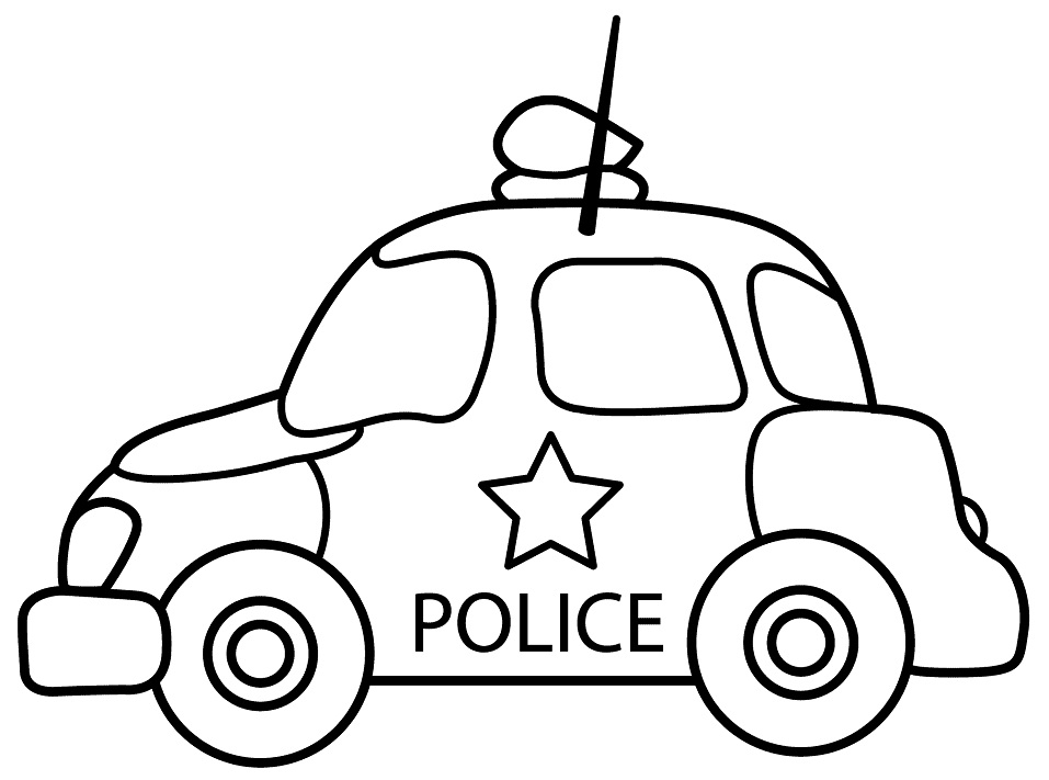 Tô màu Ô Tô Cảnh Sát Đáng Yêu dễ thương cho bé