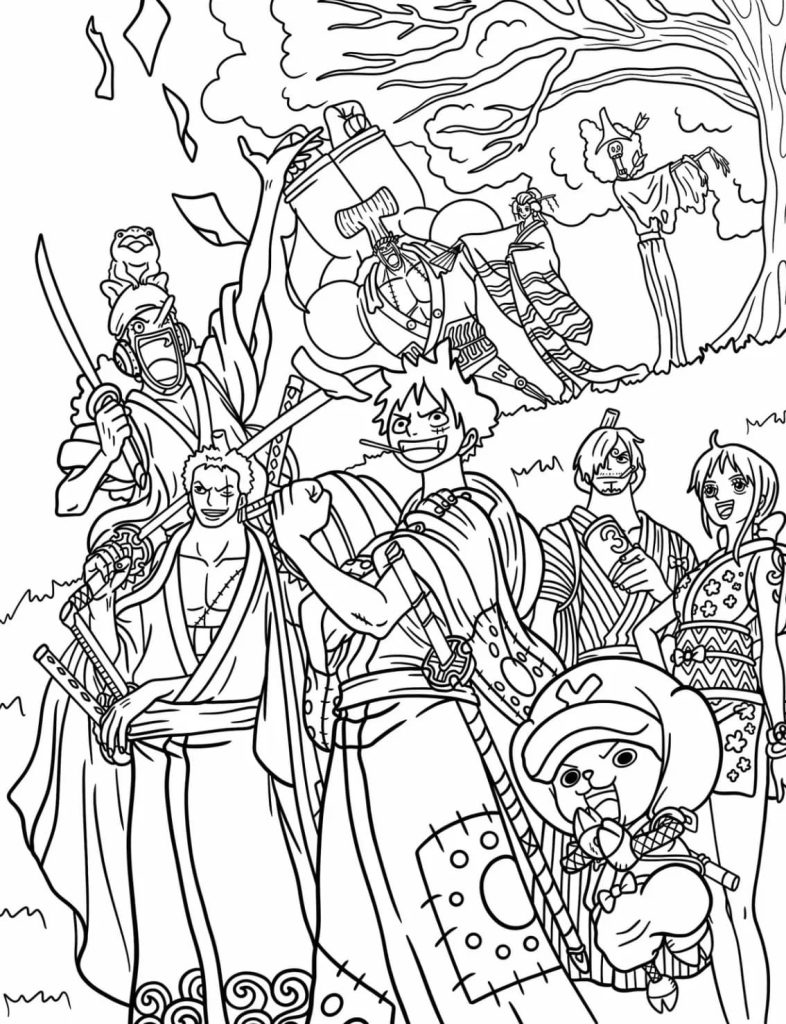 Tô màu One Piece Wano 1 Tô màu One Piece Wano cho bé tập tô