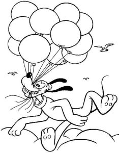 Tô màu Pluto Với Bóng Bay dễ thương cho bé