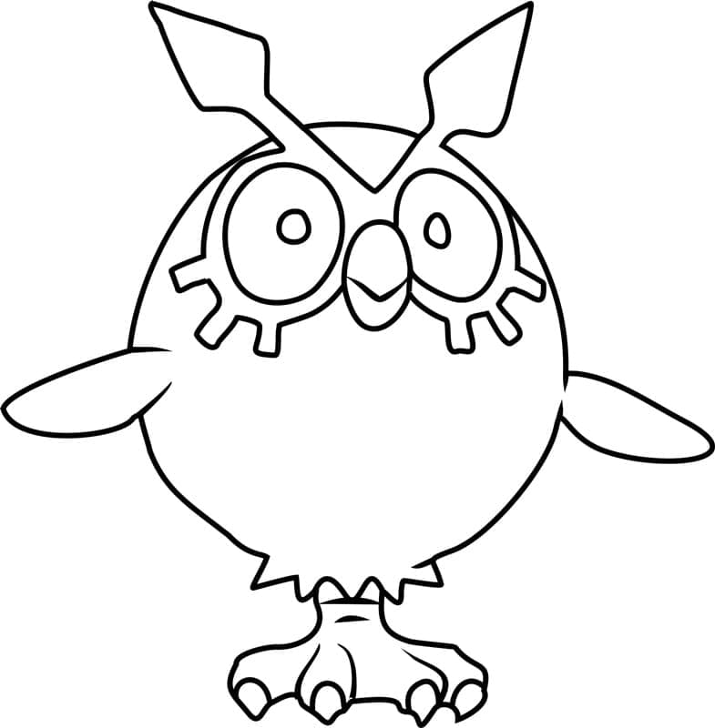 Tô màu Pokemon Hoothoot dễ thương cho bé