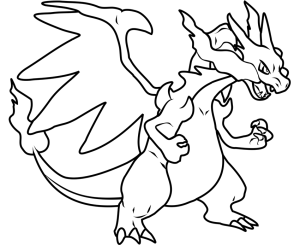 Tô màu pokemon lizardon mega x dễ thương cho bé