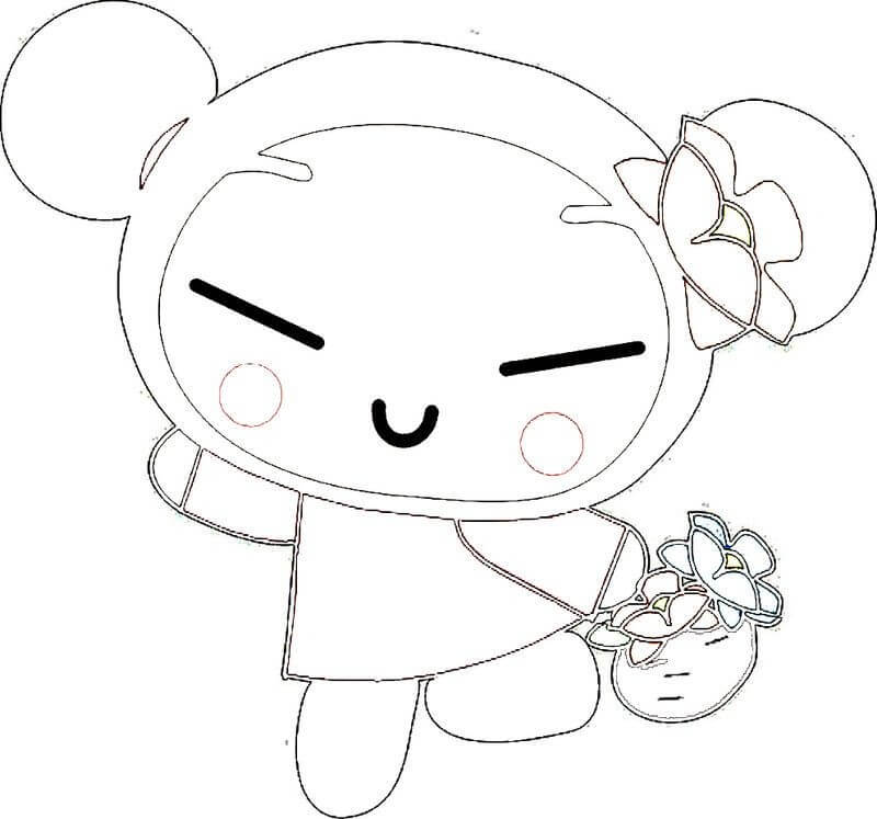 Tô màu Pucca và Giỏ Hoa dễ thương cho bé