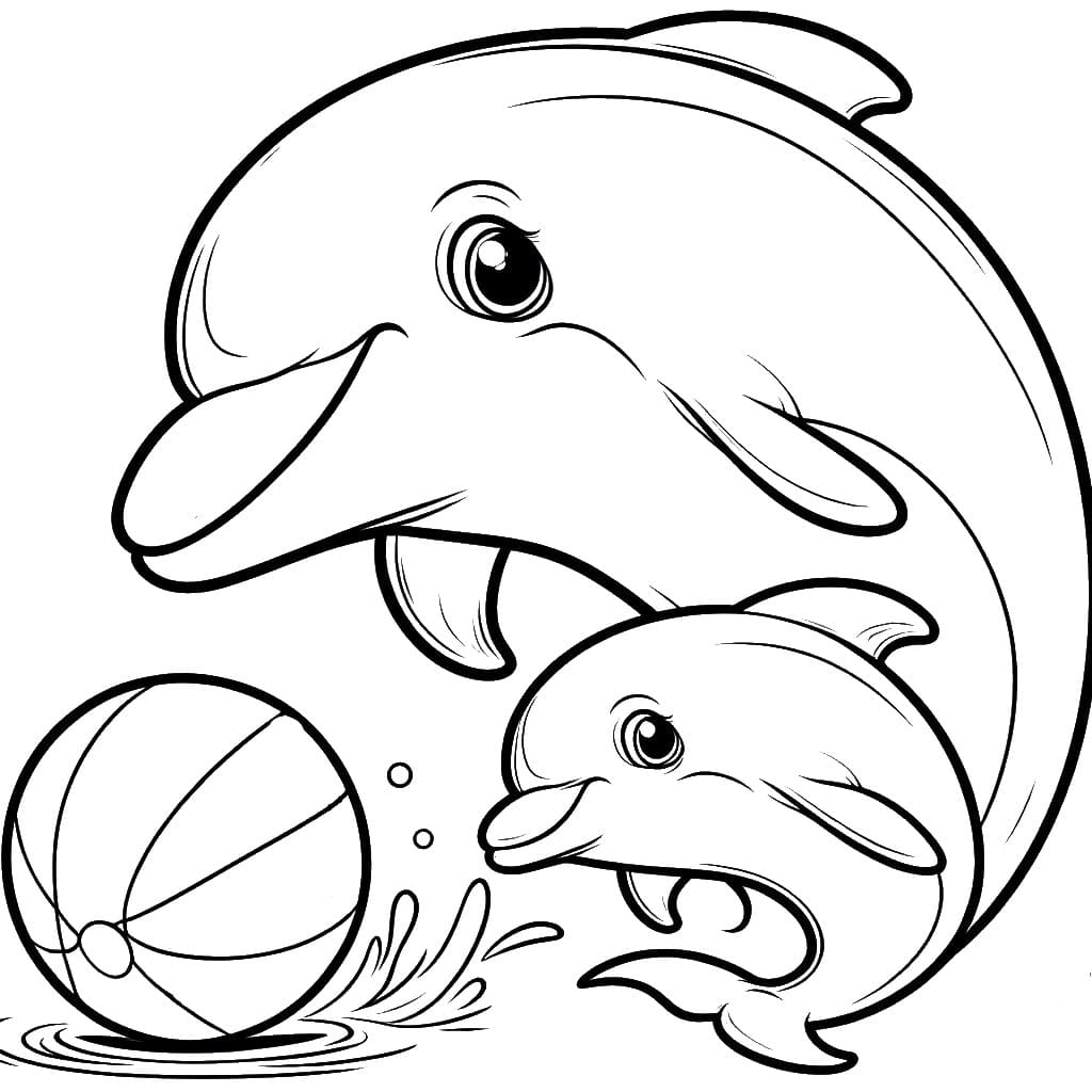 Tô màu Quả Bóng Và 2 Con Cá Heo giúp bé rèn luyện khả năng tô màu