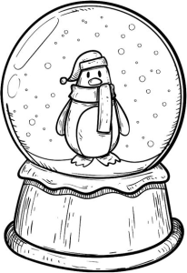 Tô màu quả cầu tuyết chim cánh cụt cho bé tập tô