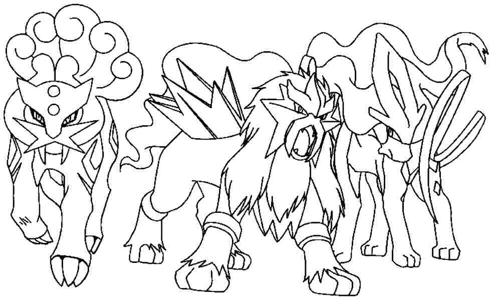 Tô màu raikou, entei và suicune giúp bé rèn luyện khả năng tô màu