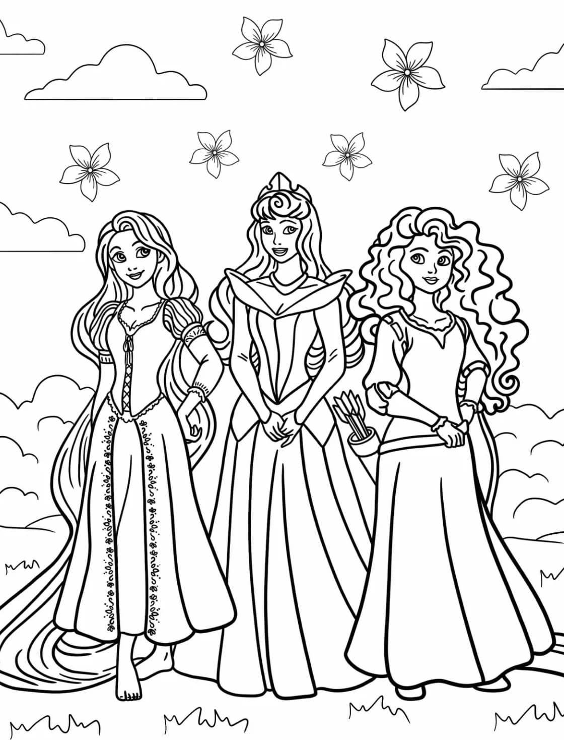 Tô màu Rapunzel, Aurora, Và Merida