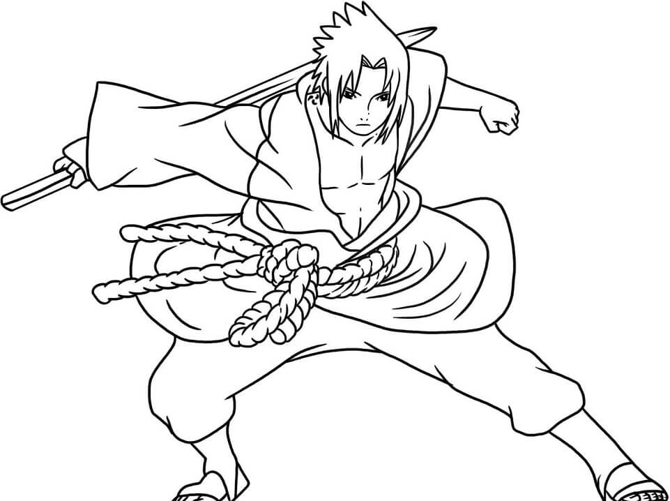 Tô màu Sasuke Chiến Đấu cho bé tập tô