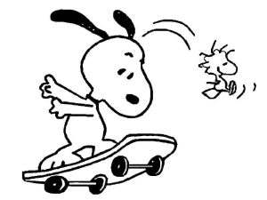 Tô màu Snoopy Trượt Ván cho bé tập tô