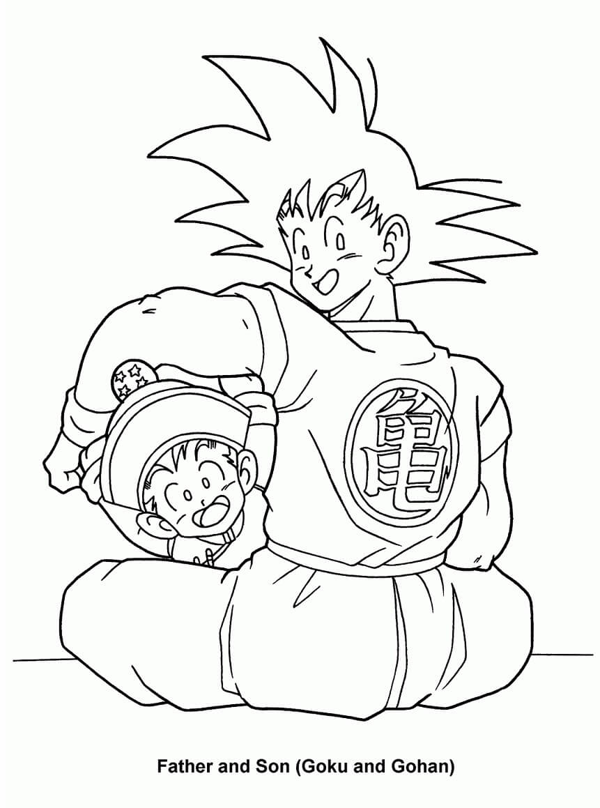 Tô màu Son Goku và Son Gohan
