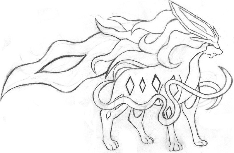 Tô màu suicune trong pokemon cho bé tập tô