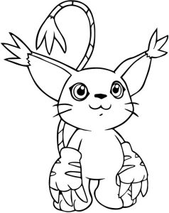 Tô màu tailmon digimon vui vẻ cho bé tập tô