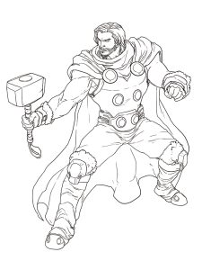 Tô màu thần thor hùng mạnh cho bé tập tô
