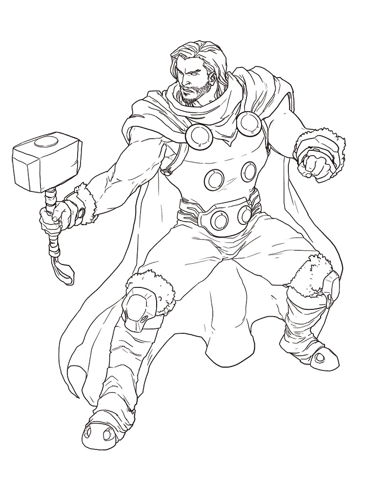 Tô màu thần thor hùng mạnh cho bé tập tô