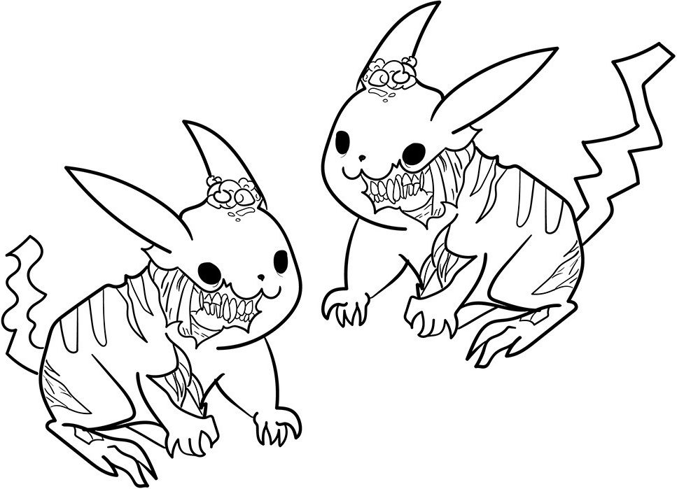 Tô màu thây ma pikachu giúp bé rèn luyện khả năng tô màu