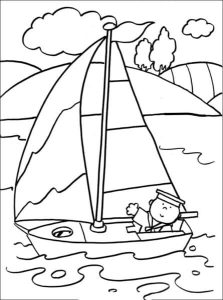 Tô màu Thủy Thủ Đáng Yêu Trên Thuyền Buồm dễ thương cho bé