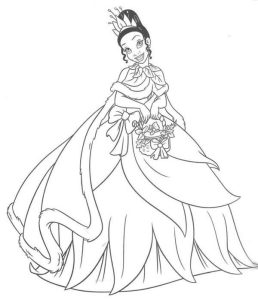 Tô màu Tiana Cầm Giỏ Hoa dễ thương cho bé