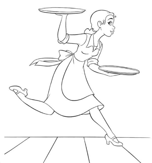 Tô màu Tiana Làm Bồi Bàn cho bé tập tô