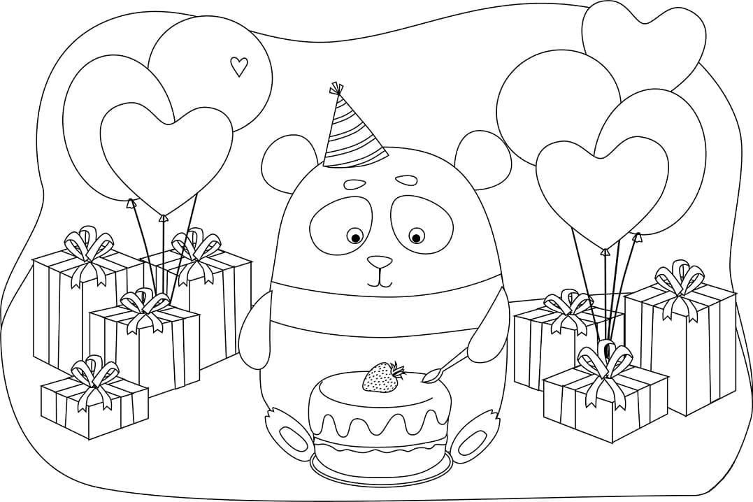 Tô màu Tiệc Sinh Nhật Gấu Trúc