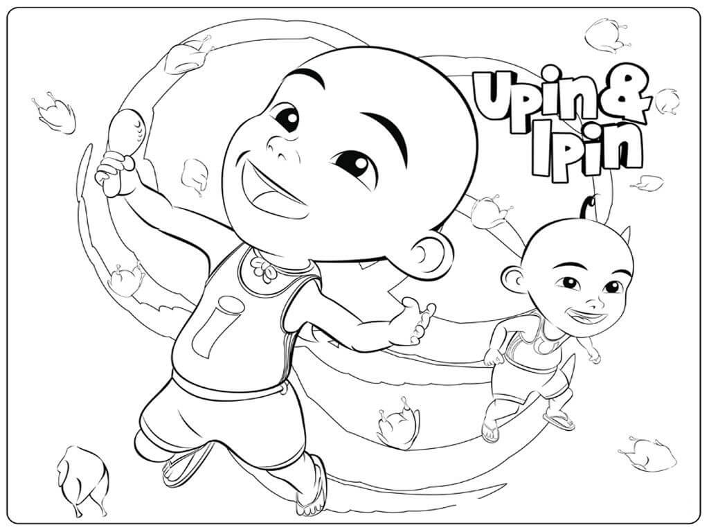 Tô màu Upin và Ipin Vui Vẻ dễ thương cho bé