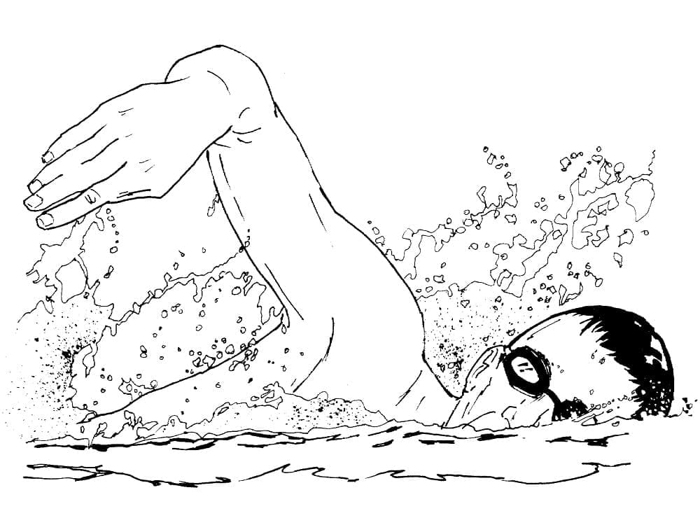 Tô màu Vận Động Viên Bơi Lội 1 Tô màu Vận Động Viên Bơi Lội dễ thương cho bé