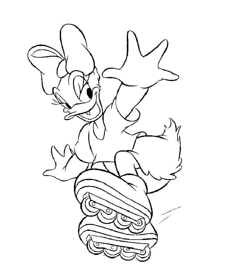 Tô màu Vịt Daisy Trượt Patin cho bé tập tô