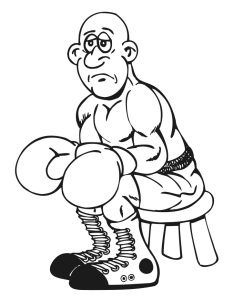 Tô màu võ sĩ quyền anh buồn bã giúp bé rèn luyện khả năng tô màu