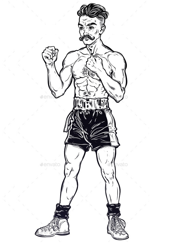 Tô màu võ sĩ và bộ ria mép giúp bé rèn luyện khả năng tô màu