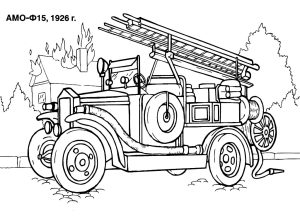 Tô màu xe cứu hỏa cổ dễ thương cho bé