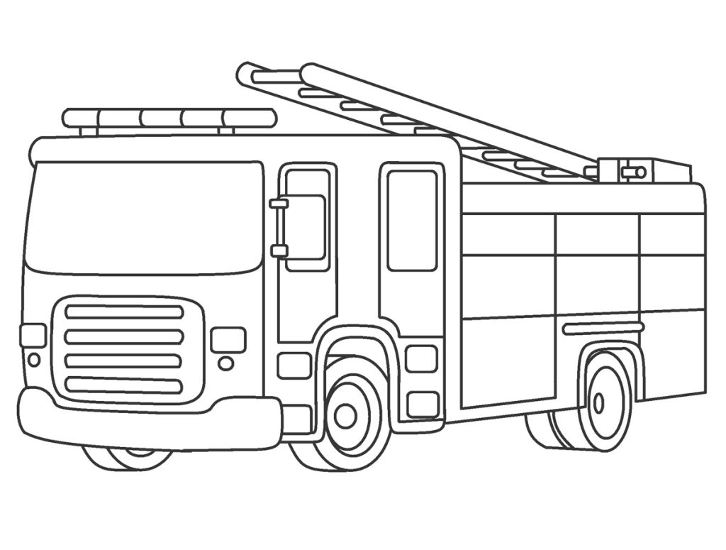 Tô màu xe cứu hỏa và thang giúp bé rèn luyện khả năng tô màu