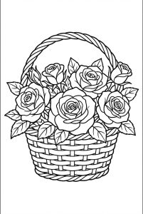 Tô màu giỏ hoa hồng