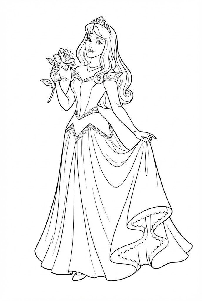Tô màu Aurora Cầm Bông Hoa