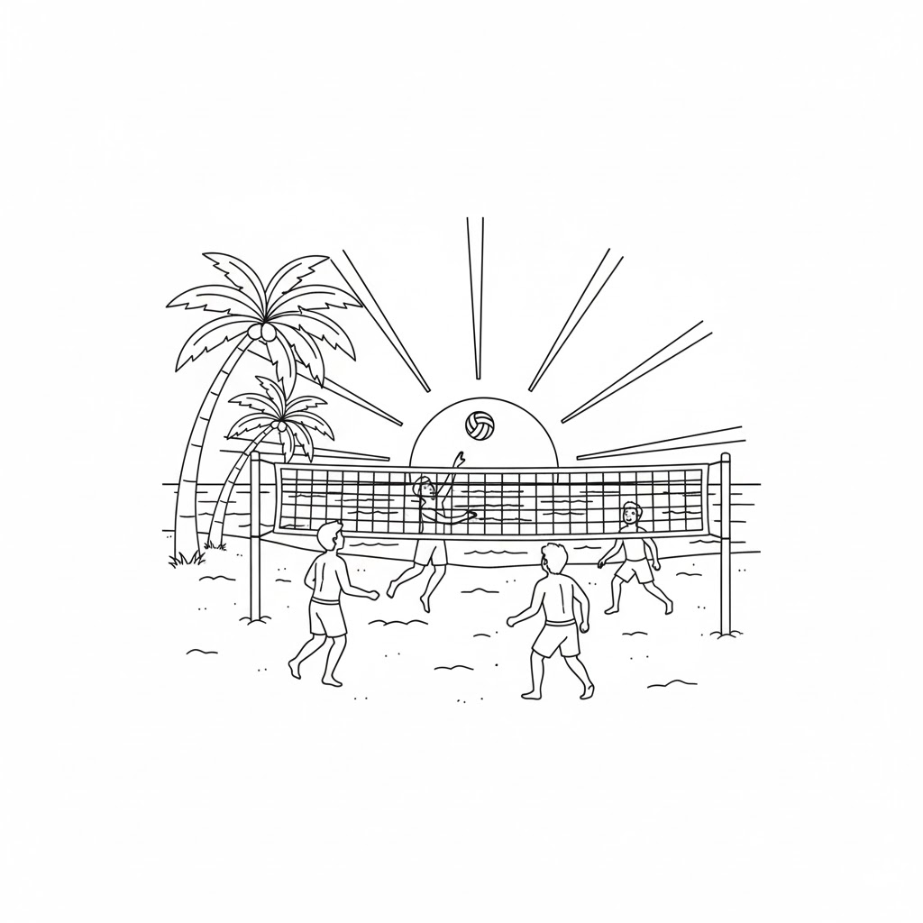 Bóng Chuyền Bãi Biển Buổi Chiều