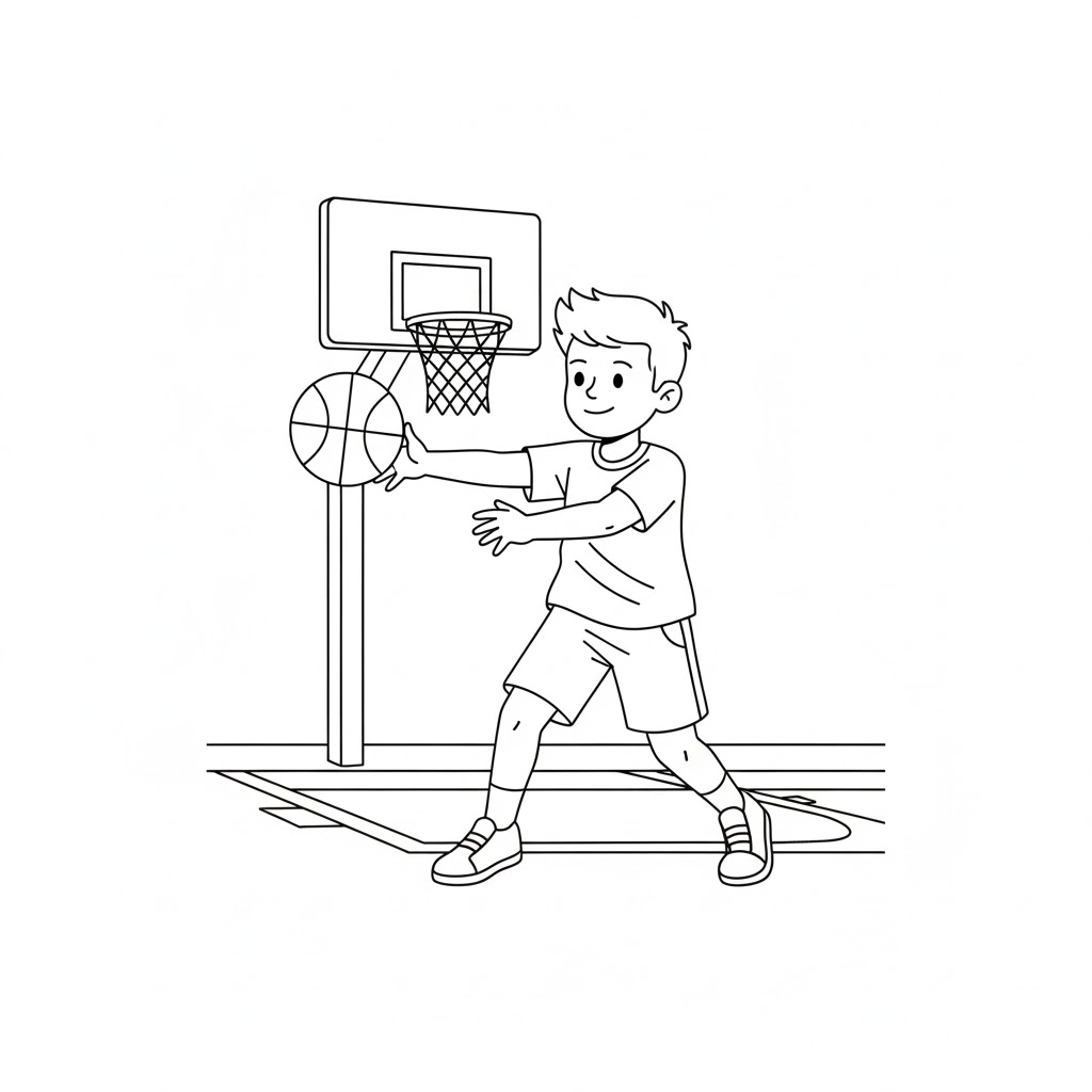 Cậu Bé Ném Bóng Rổ
