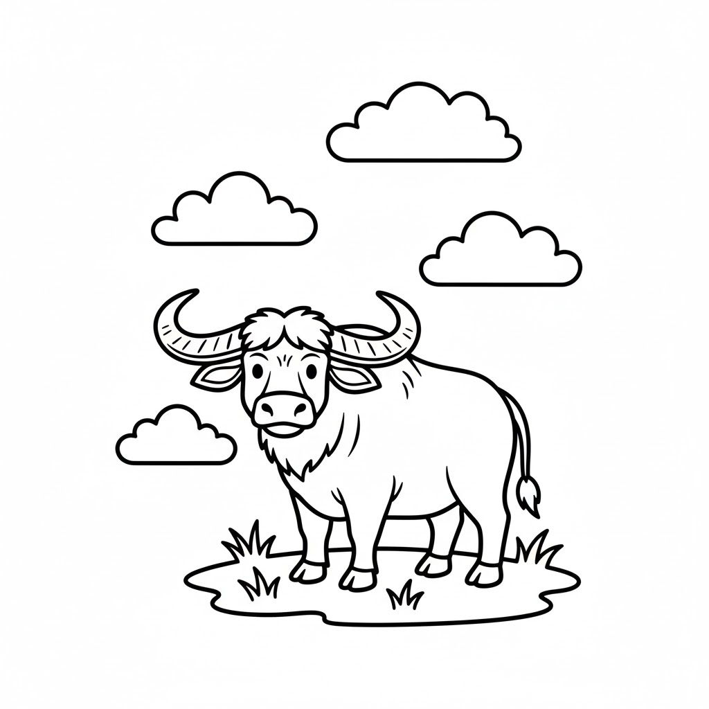 Con Trâu Rừng Và Mây