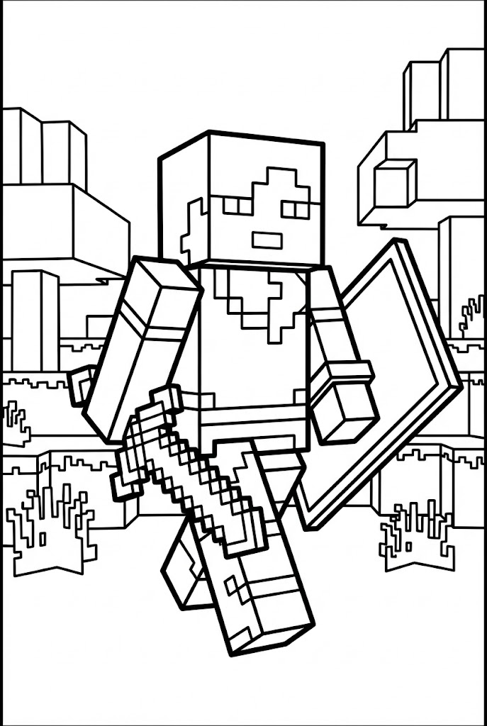 Hình Tô Màu Alex Minecraft PE Siêu Đẹp