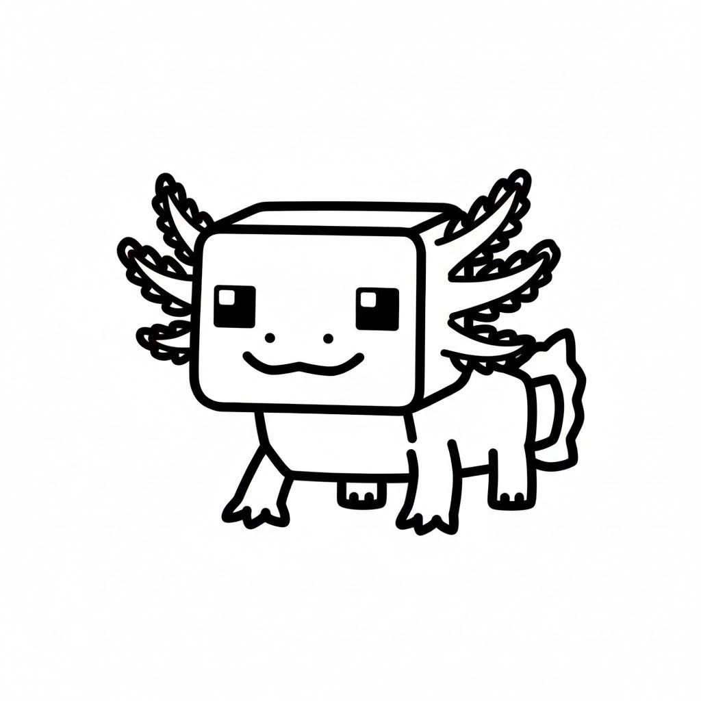 Hình Tô Màu Axolotl Minecraft