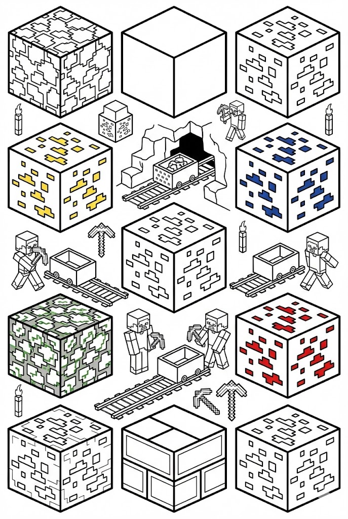 Hình Tô Màu Đá Minecraft