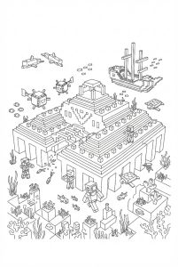 Hình Tô Màu Đền Đại Dương Minecraft