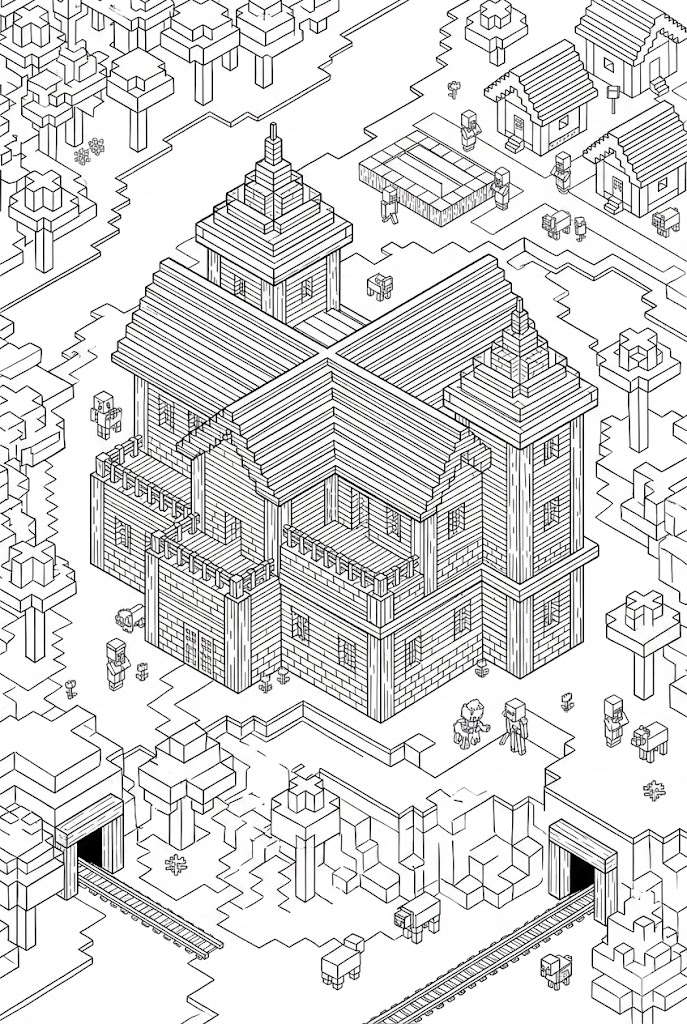 Hình Tô Màu Dinh Thự Rừng Minecraft