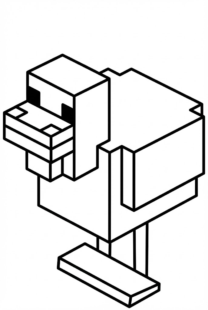 Hình Tô Màu Gà Minecraft PE Siêu Đẹp